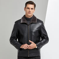 Mateo - Stijlvolle Leren Jas Met Bont Voor Mannen