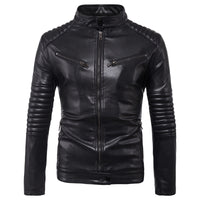 Men's Motorcycle Zipper Leather Jacket Handsome Leather Jacket