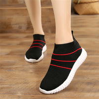 Flat Bottom Sports And Leisure Women's Shoes Flying Woven Breathable Travel Running Student Shoes