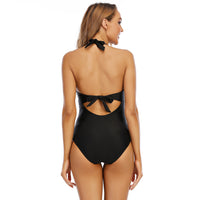 Fashion Conservative Sling Covering Belly Solid Color One-Piece Triangle Swimsuit