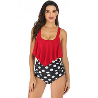 New European And American Bikini Amazon Swimsuit Women''S Sexy Swimsuit Suspender Printed Split High Waist Bikini