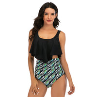 New European And American Bikini Amazon Swimsuit Women''S Sexy Swimsuit Suspender Printed Split High Waist Bikini