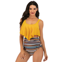 New European And American Bikini Amazon Swimsuit Women''S Sexy Swimsuit Suspender Printed Split High Waist Bikini