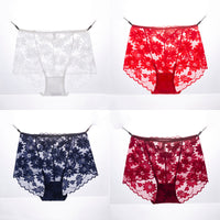 Sexy Underwear Ladies Lace Cotton Mid-Waist Seamless Ice Silk Briefs