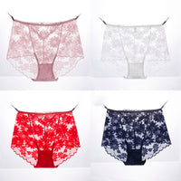 Sexy Underwear Ladies Lace Cotton Mid-Waist Seamless Ice Silk Briefs