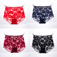 Sexy Underwear Ladies Lace Cotton Mid-Waist Seamless Ice Silk Briefs