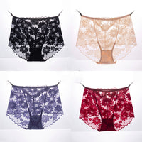 Sexy Underwear Ladies Lace Cotton Mid-Waist Seamless Ice Silk Briefs