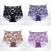 Sexy Underwear Ladies Lace Cotton Mid-Waist Seamless Ice Silk Briefs
