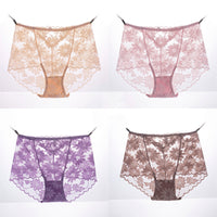 Sexy Underwear Ladies Lace Cotton Mid-Waist Seamless Ice Silk Briefs