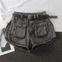 Washed white small pocket denim shorts