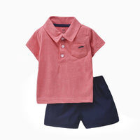 Two-piece Infant Solid Color Sleeve T-shirt Shorts