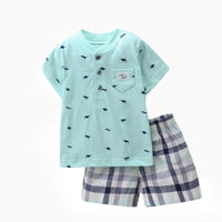 Two-piece Infant Solid Color Sleeve T-shirt Shorts