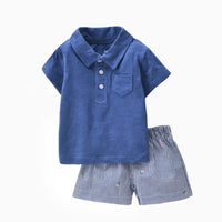 Two-piece Infant Solid Color Sleeve T-shirt Shorts