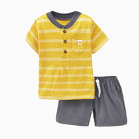 Two-piece Infant Solid Color Sleeve T-shirt Shorts