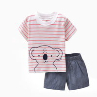 Two-piece Infant Solid Color Sleeve T-shirt Shorts