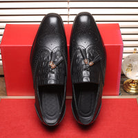 Fashionable Captain Jack Men's Lace-up Stitched Black Leather Shoes