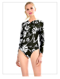 One-Piece Bikini Swimsuit Long Sleeve Sexy Surfing Suit Sunscreen Swimwear European And American Ladies Hot Style