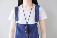 Korean Style Fashion Coconut Tree Bib Pants Plus Size Casual Pants Loose Print Three-Color In