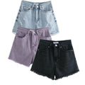 High Waist Temperament Was Thin Button Denim Shorts