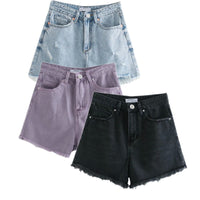 High Waist Temperament Was Thin Button Denim Shorts