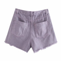 High Waist Temperament Was Thin Button Denim Shorts