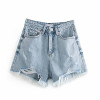 High Waist Temperament Was Thin Button Denim Shorts