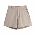 Casual Shorts With Elastic Waist Pleated Decoration