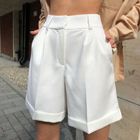 Zipper Button Solid Color Trousers Shorts
