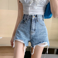 Ripped Raw Edge Jeans Women'S Summer Thin Hot Pants