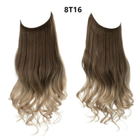 Wig Female Fish Line Type Long Curly Hair Chemical Fiber Extension Piece Matte High Temperature Silk Fish Silk Thread Wig Piece