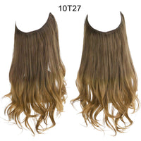 Wig Female Fish Line Type Long Curly Hair Chemical Fiber Extension Piece Matte High Temperature Silk Fish Silk Thread Wig Piece