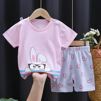 Fashion Printed Children's Cotton Short-Sleeved Suit
