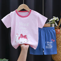 Fashion Printed Children's Cotton Short-Sleeved Suit