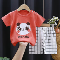 Fashion Printed Children's Cotton Short-Sleeved Suit