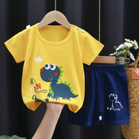 Fashion Printed Children's Cotton Short-Sleeved Suit