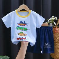 Fashion Printed Children's Cotton Short-Sleeved Suit