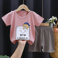 Fashion Printed Children's Cotton Short-Sleeved Suit