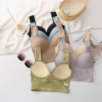 Upper Support, Waistcoat, Chest-Wrapped Cotton Breathable Sports Bra, Fixed Inner Cup