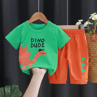 Boys And Girls Short Sleeves Medium Pants Casual Two-Piece Set