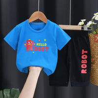 Boys And Girls Short Sleeves Medium Pants Casual Two-Piece Set