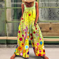 Printed Loose Strap Wide-leg Jumpsuit