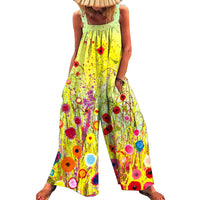 Printed Loose Strap Wide-leg Jumpsuit