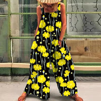 Printed Loose Strap Wide-leg Jumpsuit