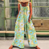 Printed Loose Strap Wide-leg Jumpsuit
