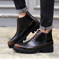 Men'S Boots British Bullock Short Boots High-Top Wedding Bright Leather Shoes