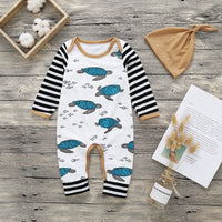 Long-Sleeved Turtle Print Romper Jumpsuit