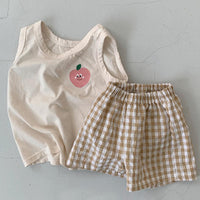 Children'S Boys And Girls Baby Cute Casual Cotton T-Shirt Shorts Two-Piece Baby Sleeveless Vest Suit