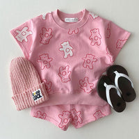 Cute bear short sleeve suit
