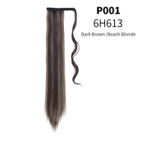 Velcro Ponytail Realistic Matte Silk Long Straight Hair Wig Ponytail