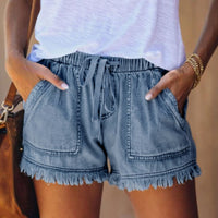 Nuovo Arrivo Casual Estate Vendita Calda Tasca Jeans Denim Donna Pantaloncini Alta Nappa Fasciatura Jeans Corti Sexy